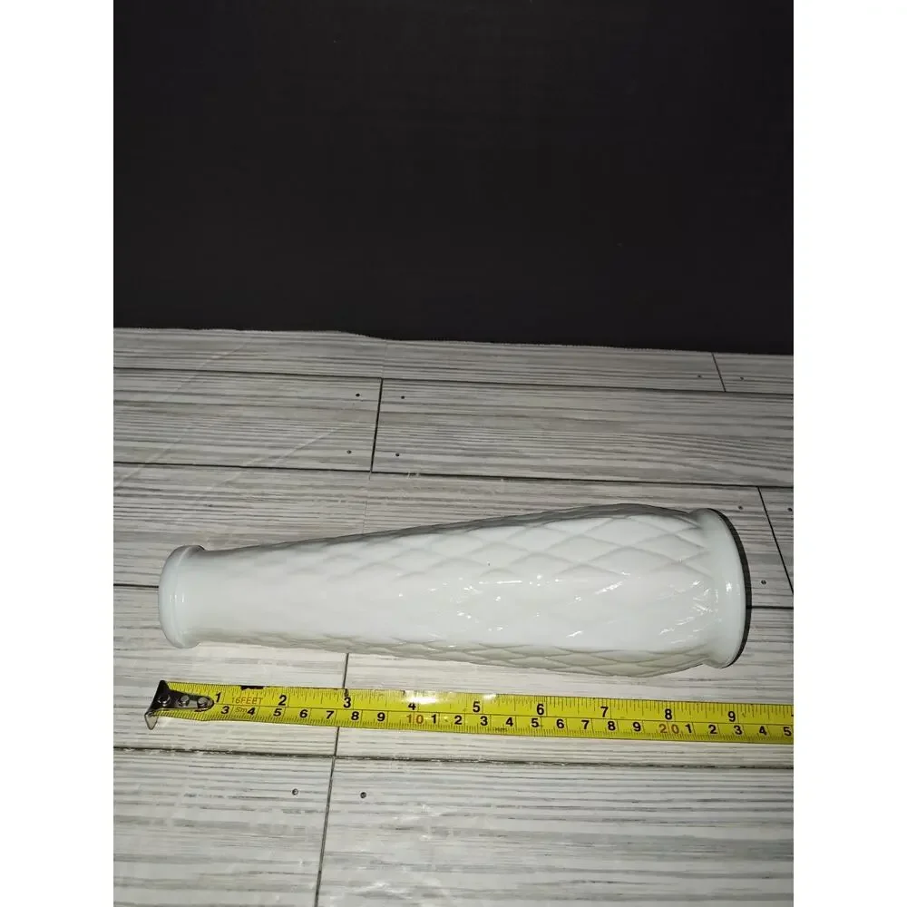 Vintage Milk Glass Bud Vase Single Stem E.O. Brody Diamond Pattern Decor USA